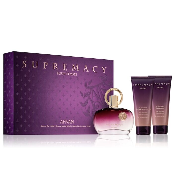 Afnan Supremacy Pour Femme Purple EDP 100ml 3 Piece Gift Set For Women - Image 1